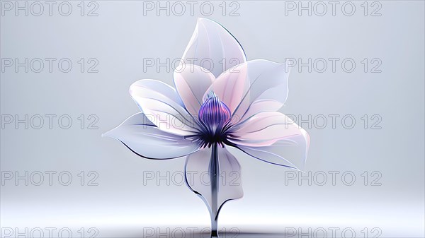 Digital rendered flower evolving in a futuristic forward botanical concept with minimalistic forms, AI generated