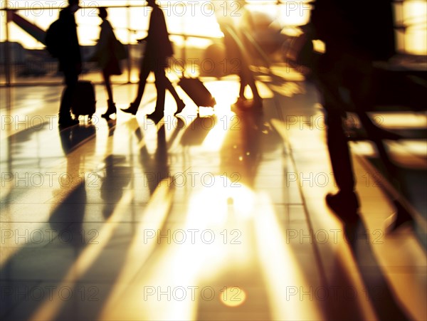 Passengers wait to board their plane at the airport, AI generated