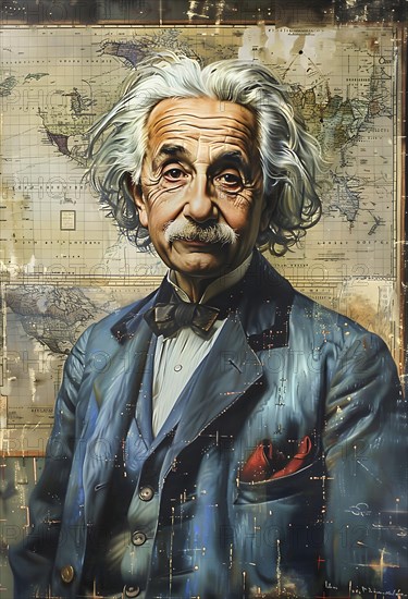 Oil-painted portrait of the physicist Albert Einstein, modern interpretation, AI generated, AI generated