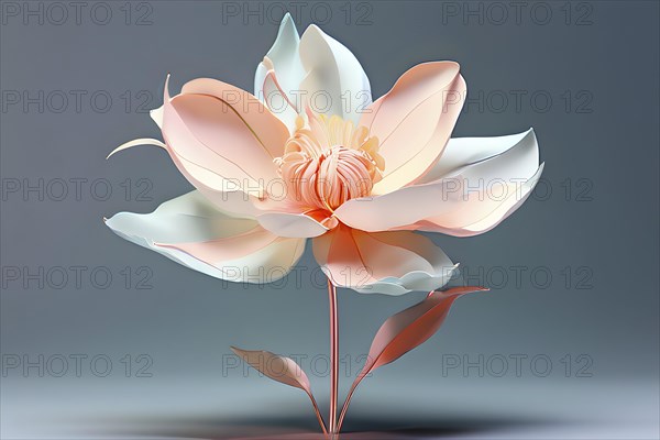 Digital rendered flower evolving in a futuristic forward botanical concept with minimalistic forms, AI generated