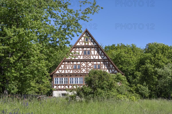 Traditionally built, old half-timbered house, Gasthaus Ochsen, open-air museum Neuhausen ob Eck, district of Tuttlingen, Baden-Wuerttemberg, Germany, Europe