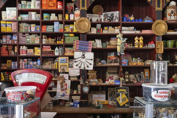 Old, traditional general shop, corner shop, with various shop articles, Pfeiffer department stores', built in 1852 original location: Stetten am kalten Markt, Sigmaringen district, Neuhausen ob Eck open-air museum, Tuttlingen district, Baden-Wuerttemberg, Germany, Europe