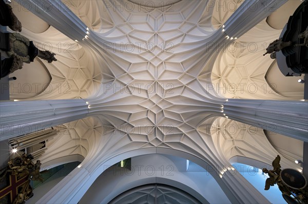 Interior photo Paulinum, ceiling construction, ceiling, University Church of St Pauli, University Alma Mater Lipsiensis, Leipzig, Saxony, Germany, Europe