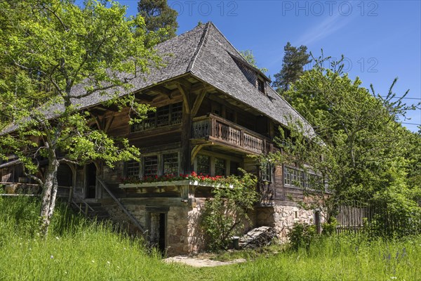 Traditionally built, old Black Forest house, Haldenhof, built around 1669, original location: Schonach in the Black Forest, open-air museum Neuhausen ob Eck, district of Tuttlingen, Baden-Wuerttemberg, Germany, Europe