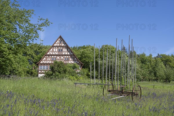 Traditionally built, old half-timbered house, Gasthaus Ochsen, open-air museum Neuhausen ob Eck, district of Tuttlingen, Baden-Wuerttemberg, Germany, Europe