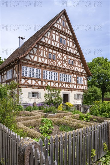 Traditionally built, old half-timbered house, Gasthaus Ochsen, open-air museum Neuhausen ob Eck, district of Tuttlingen, Baden-Wuerttemberg, Germany, Europe