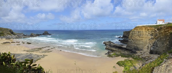 Panorama of Zambujeira do Mar Beach, in Portugal