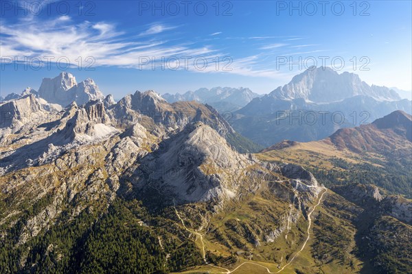 View from the summit of the Lagazuoi, Dolomites, Italy, Europe