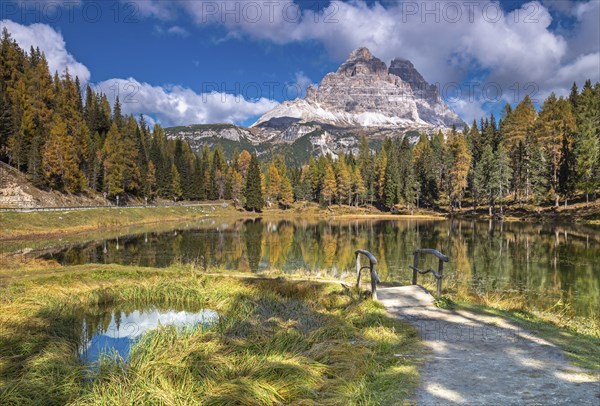 Autumn at Lake Antorno under the Three Peaks, Dolomites, South Tyrol