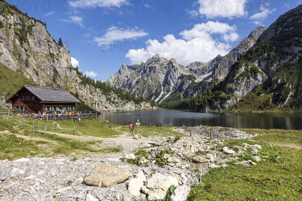 Tappenkarseehütte and Radstädter Tauern at Tappenkarsee, in Pongau, Salzburgerl Land, Austria, Europe