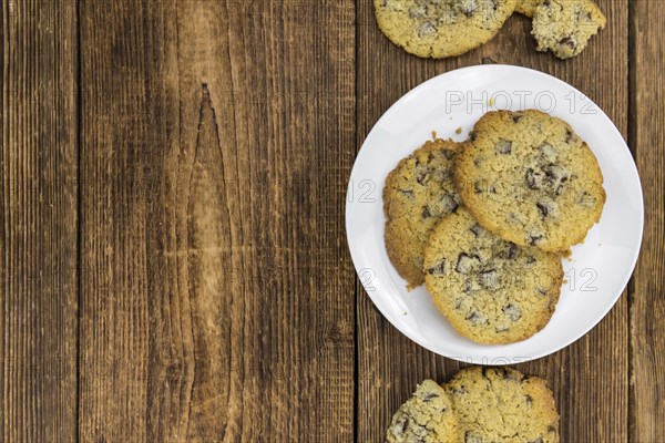 Chocolate Chip Cookies as detailed close-up shot, selective focus