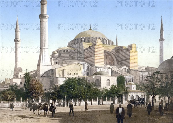 Mosque of St Sophia in Constantinople, Turkey, today Hagia Sophia in Istanbul, Historical, digitally restored reproduction from a 19th century original, Record date not stated, Asia