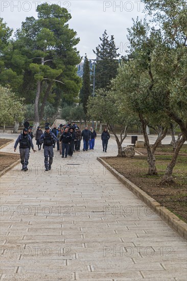 A group of Israeli Jews visiting the temple Mount despite official rabbinic ban on setting foot on the sacred site