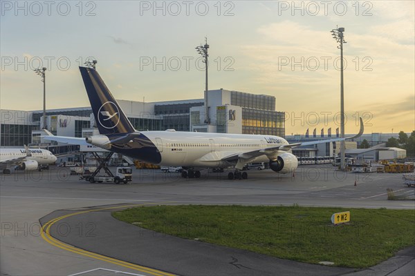 Parking Lufthansa Jet at Airport Munich, Germany, Europe