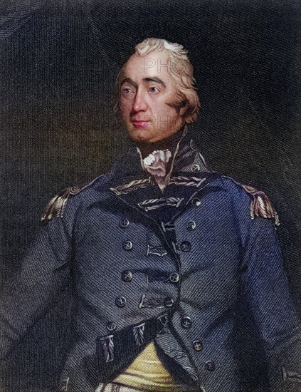 Francis Rawdon Hastings, 1st Marquess of Hastings, 1754-1826, soldier and statesman. Commander-in-chief in India, 1813-1822. Painted by G. Parker after MA Shee. From the book National Portrait Gallery Volume I, published in 1830, digitally restored reproduction from a 19th century original, record date not stated