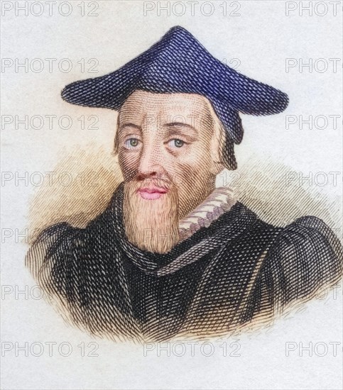 Richard Hooker 1554 to 1600, Anglican priest and influential theologian. From the book Crabbes Historical Dictionary, published in 1825, digitally restored reproduction from a 19th century original, record date not stated