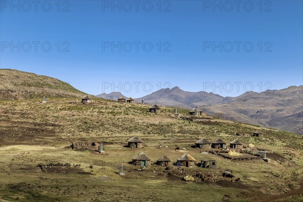 Traditional hut village in rural Lesotho