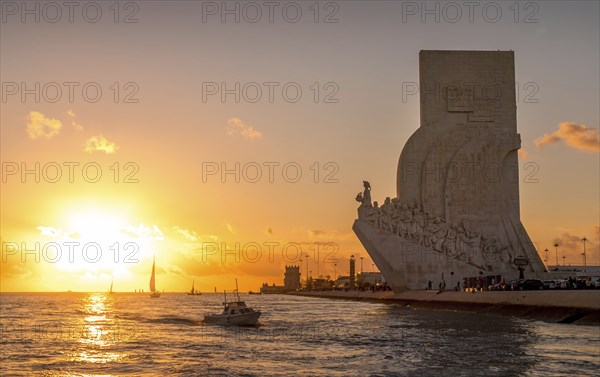 Padrao dos Descobrimentos seen from Tagus at sunset