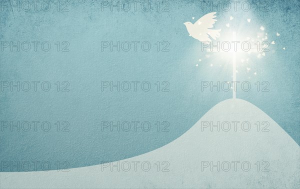 Pentecost sunday, dove and religious cross, Holy Spirit, Jesus Christ, Christianity, belief and faith