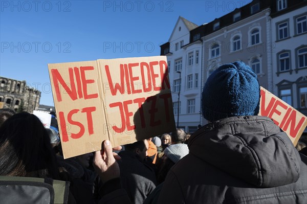 Protest against right wing AFD in Trier, Germany, 28.01.2024, demonstration for human rights, no discrimination and racism, diversity, humanitarian, multiethnic crowd, Europe