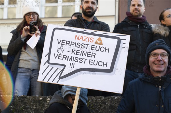 Protest against right wing AFD in Trier, Germany, 28.01.2024, demonstration for human rights, no discrimination and racism, diversity, humanitarian, multiethnic crowd, Europe