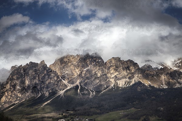 Rocky mountains above Cortina D'Ampezzo. Italian Dolomites