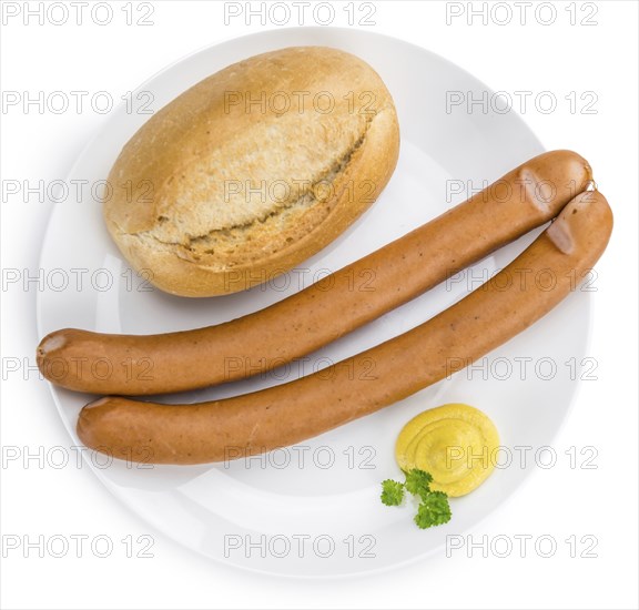 Portion of fresh made Wiener Sausages isolated on white background