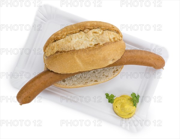 Portion of fresh made Wiener Sausages isolated on white background