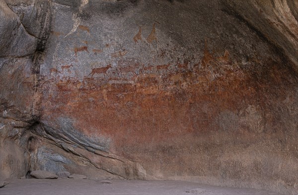 Historical paintings in the Nswatugi Cave, Matopos National Park southern Zimbabwe