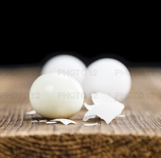 Portion of bolied Eggs (selective focus) as close-up shot