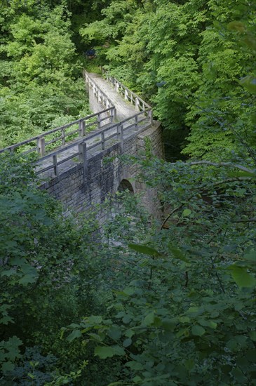 Teuchelsbrücke, Equaduct, Historical, Stone bridge, Stone, Bridge, Wettbachschlucht, Wettbachklinge, Wettbach, Naturpark Schwäbisch-Fränkischer Wald, Schwäbisch Hall, Kochertal, Kocher, Heilbronn-Franken, Baden-Württemberg, Germany, Europe