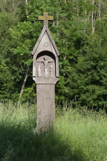 Crossroads on the Kocher cycle path, Untermünkheim, Schwäbisch Hall, Kocher valley, Kocher, Heilbronn-Franken, Baden-Württemberg, Germany, Europe