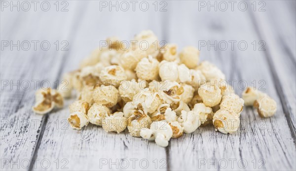 Some homemade Popcorn as detailed close-up shot, selective focus