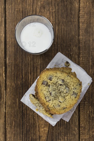 Portion of Chocolate Chip Cookies as detailed close-up shot, selective focus