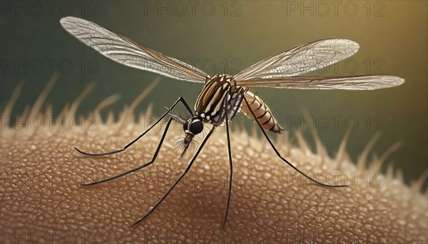 Animal, insect, mosquito, mosquito on skin, bite, close-up, AI generated, AI generated