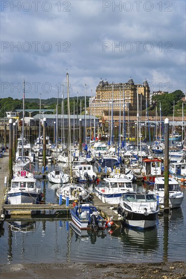 Marina and Harbour over Vincent Pier, Scarborough, North Yorkshire, England, United Kingdom, Europe