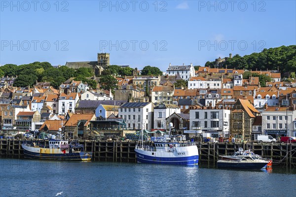 Marina and Harbour over Vincent Pier, Scarborough, North Yorkshire, England, United Kingdom, Europe