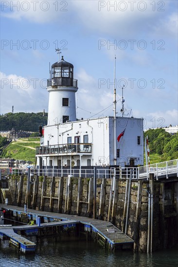 Scarborough Lighthouse and Harbour, Vincent Pier, Scarborough, North Yorkshire, England, United Kingdom, Europe