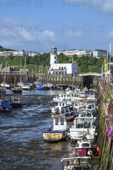 Scarborough Lighthouse and Harbour, Vincent Pier, Scarborough, North Yorkshire, England, United Kingdom, Europe