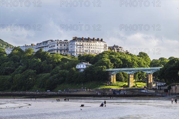 View over Scarborough Beach and South Bay Beach, Scarborough, North Yorkshire, England, United Kingdom, Europe