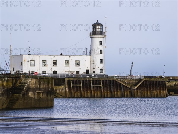 Scarborough Lighthouse and Harbour, Vincent Pier, Scarborough, North Yorkshire, England, United Kingdom, Europe