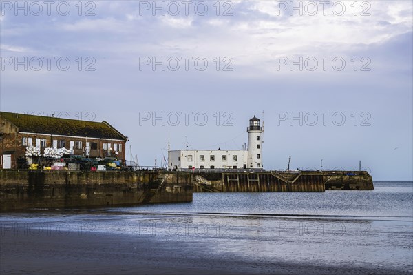 Scarborough Lighthouse and Harbour, Vincent Pier, Scarborough, North Yorkshire, England, United Kingdom, Europe