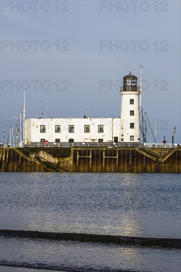 Scarborough Lighthouse and Harbour, Vincent Pier, Scarborough, North Yorkshire, England, United Kingdom, Europe