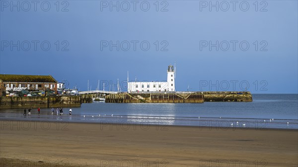 Scarborough Lighthouse and Harbour, Vincent Pier, Scarborough, North Yorkshire, England, United Kingdom, Europe