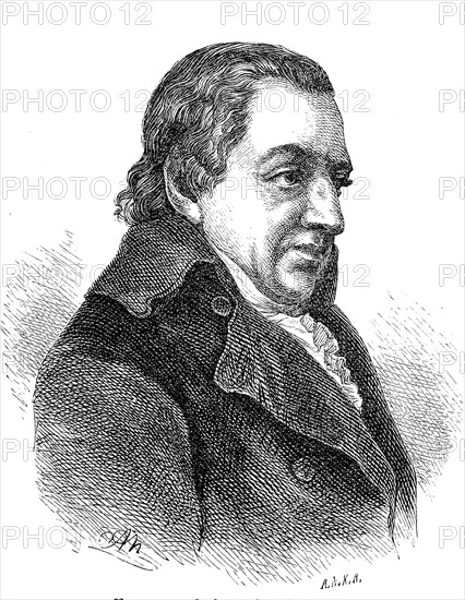 Johann Gottlieb Fichte, 19 May 1762, 29 January 1814, a German educator and philosopher, Historical, digital reproduction of an original from the 19th century