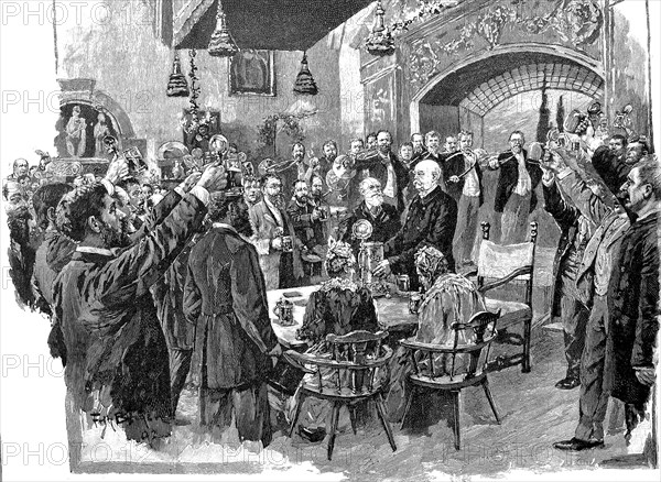 Prince Bismarck's visit to the Allotria in Munich, Germany, in 1892, Historical, digital reproduction of an original from the 19th century, Europe