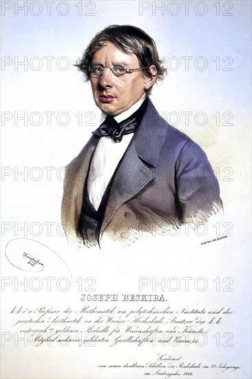 Josef Beskiba (1792-1863), mathematician, professor at the Polytechnic Institute in Vienna, member of the Frankfurt Parliament in 1848, Historical, digitally restored reproduction from a 19th century original, Record date not stated