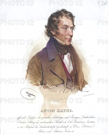 Anton Hayne (born 17 January 1786 in Krainburg, died 24 August 1853 in Vienna) was an Austrian veterinary surgeon, Historical, digitally restored reproduction from a 19th century original, Record date not stated