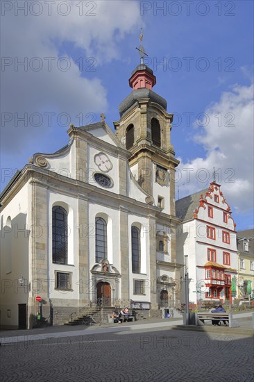 Baroque Church of the Assumption of the Virgin Mary, former Franciscan monastery, Alter Markt, Hachenburg, Westerwald, Rhineland-Palatinate, Germany, Europe