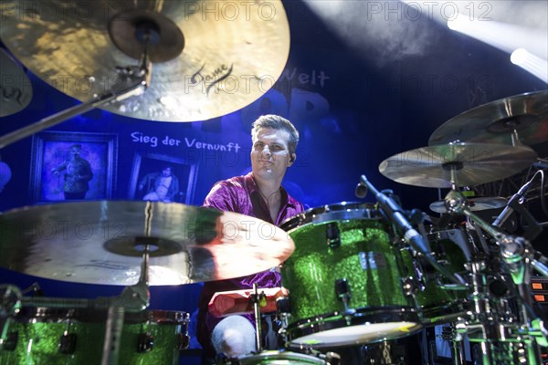 Philipp Schwab, drummer of the Berlin band Knorkator, at the Wacken Open Air in Wacken. The traditional metal festival will take place from 31 July to 3 August 2024